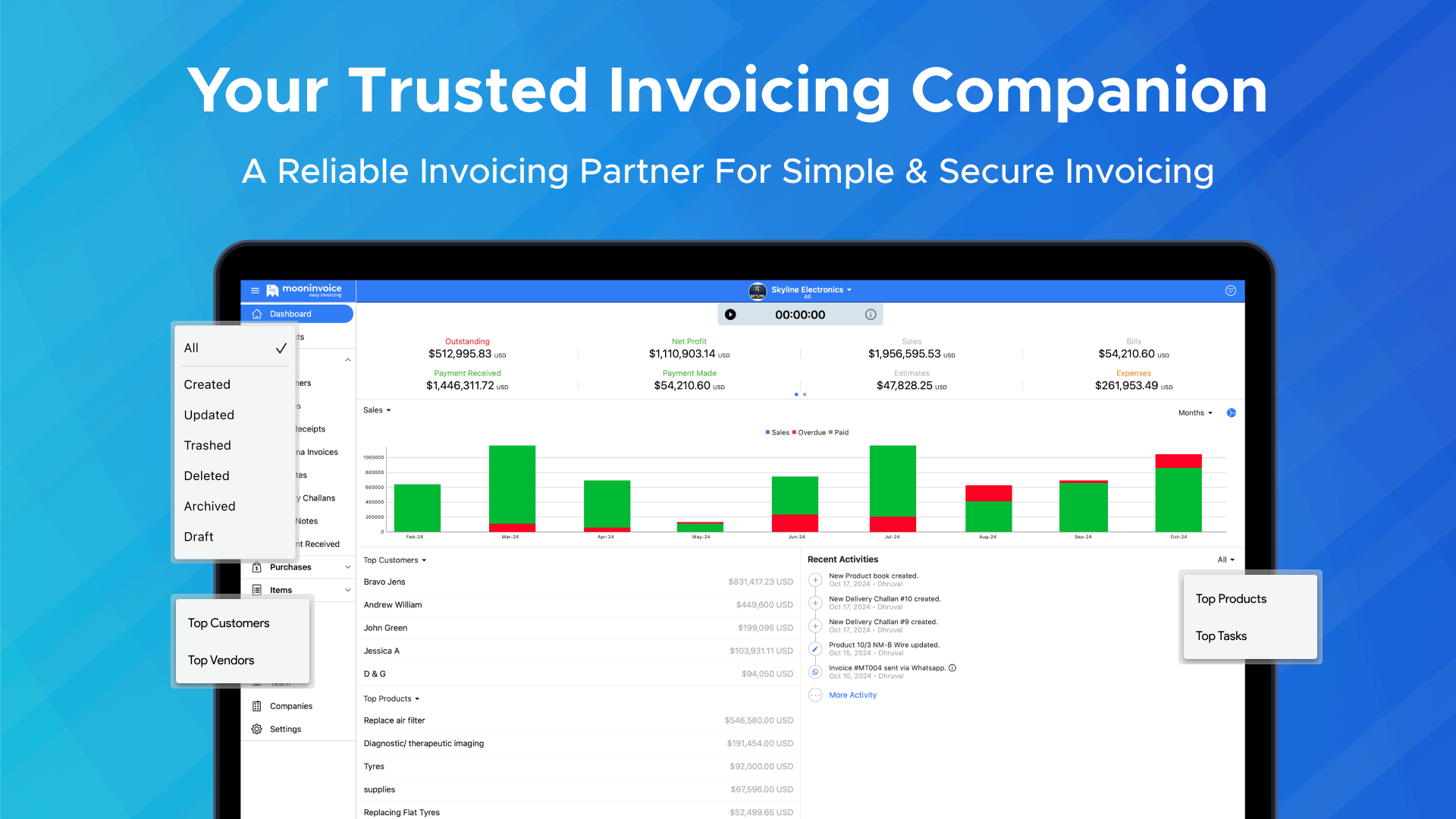 screenshot of Moon Invoice